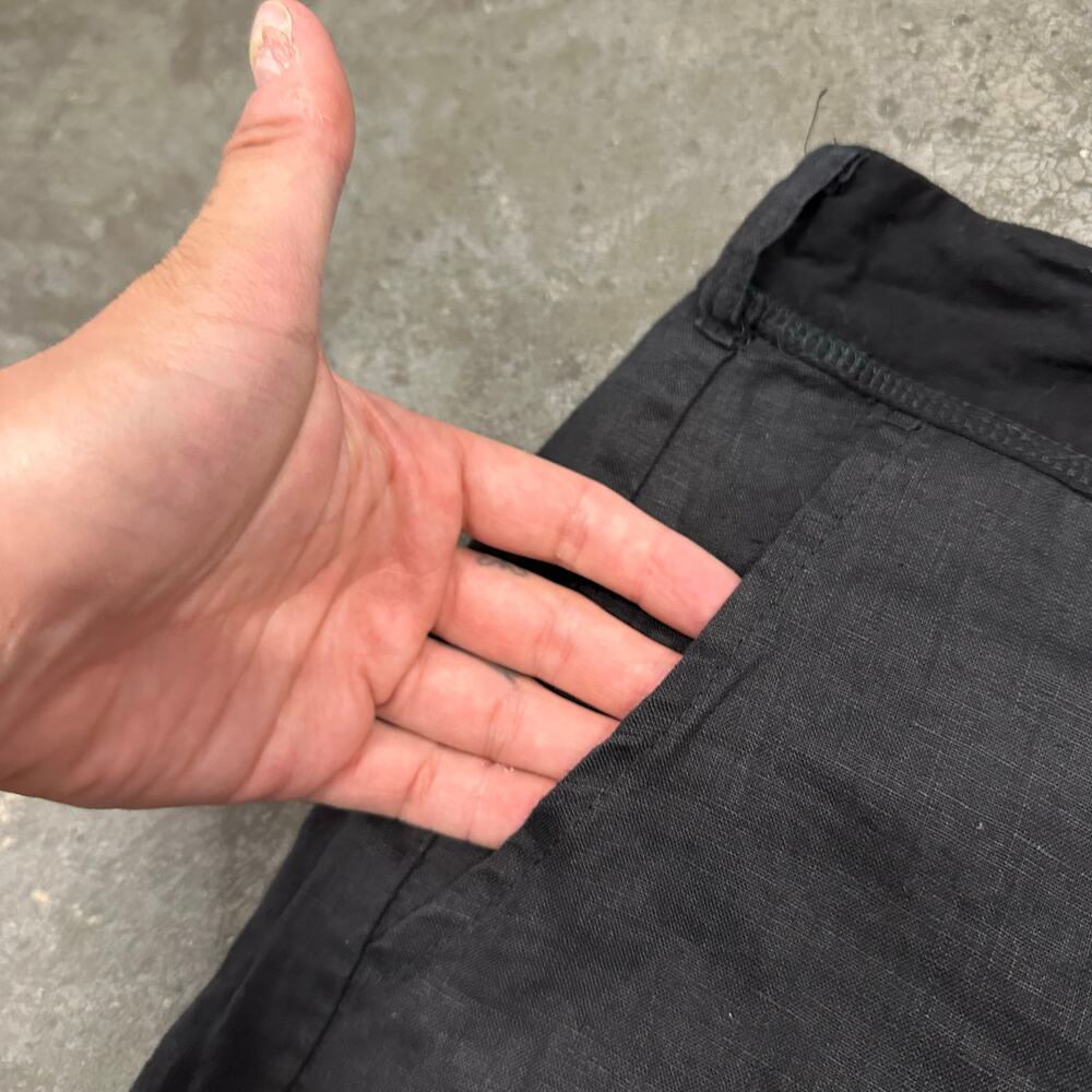 Mod Ref Linen Black Drawstring Shorts Sz M - image 3